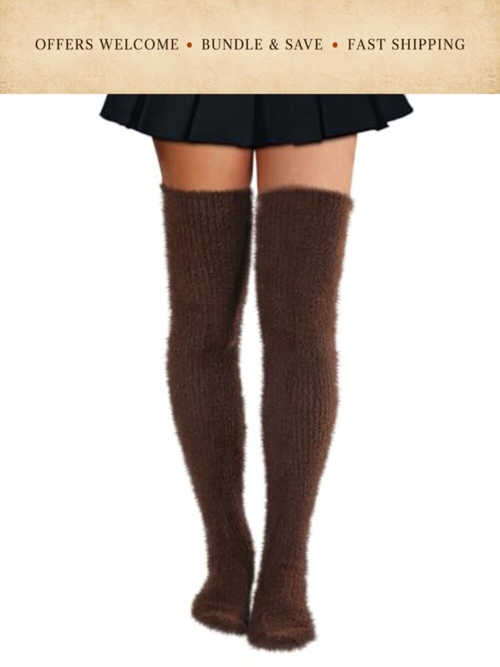 Fuzzy Thigh High Socks Plush Over Knee Leg Warmers Soft Boot Socks